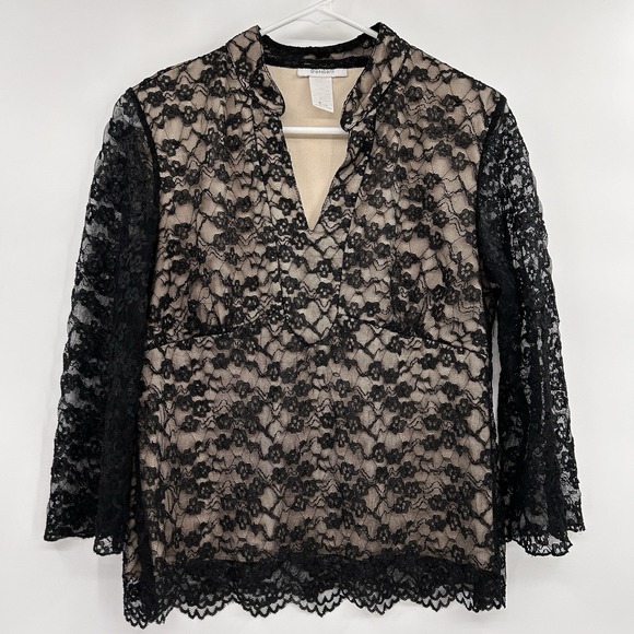dressbarn Tops - Dressbarn Womens Whimsigoth Lace Empire Waist Top‎ Sz M Black Y2K Dark Romantic